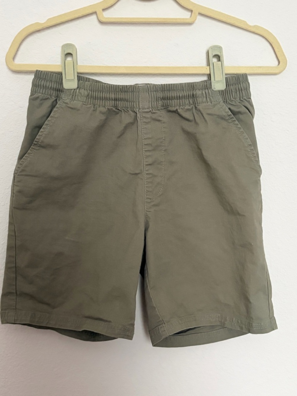 Pact Organic Cotton Shorts - Olive Green Flat Front Elastic-Waist Shorts